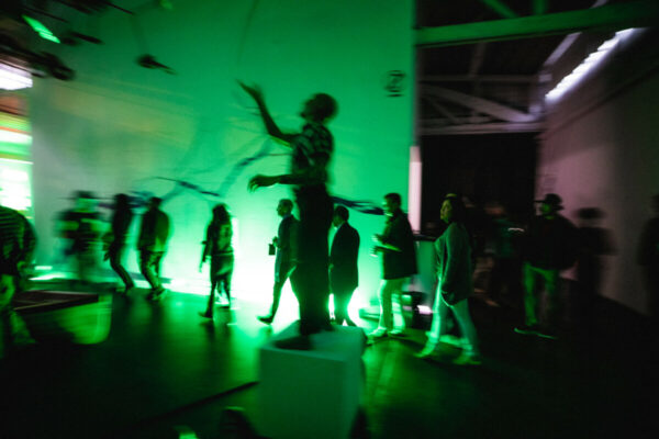 Heidi Duckler Dance NW 2026 Come As You Are Festival presented by Heidi Duckler Dance NW. Dancers Charles Roy and Daniel Girón with composer/percussionist Machado Mijiga, performing a prologue to a new site specific work inspired by John Steinbeck’s Grapes of Wrath. March 14, 2026. Photo by Jason Quigley.