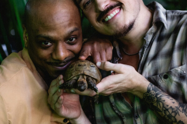 Heidi Duckler Dance NW 2026 Come As You Are Festival presented by Heidi Duckler Dance NW. Dancers Charles Roy and Daniel Girón with composer/percussionist Machado Mijiga, performing a prologue to a new site specific work inspired by John Steinbeck’s Grapes of Wrath. March 14, 2026. Photo by Jason Quigley.